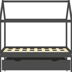vidaXL Kinderbedframe met lade grenenhout donkergrijs 70x140 cm
