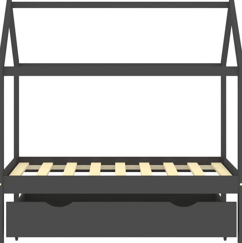 vidaXL Kinderbedframe met lade grenenhout donkergrijs 70x140 cm