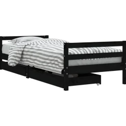 vidaXL Kinderbedframe met lades 80x200 cm massief grenenhout zwart