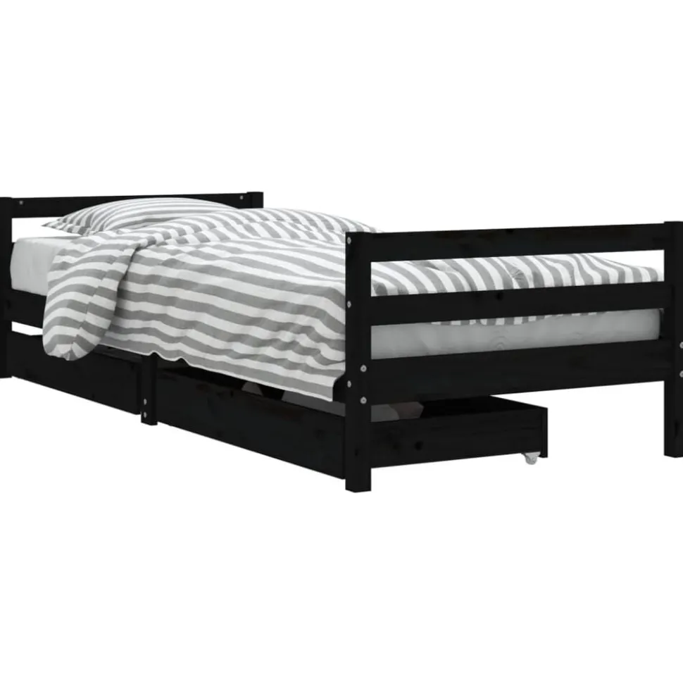 vidaXL Kinderbedframe met lades 80x200 cm massief grenenhout zwart