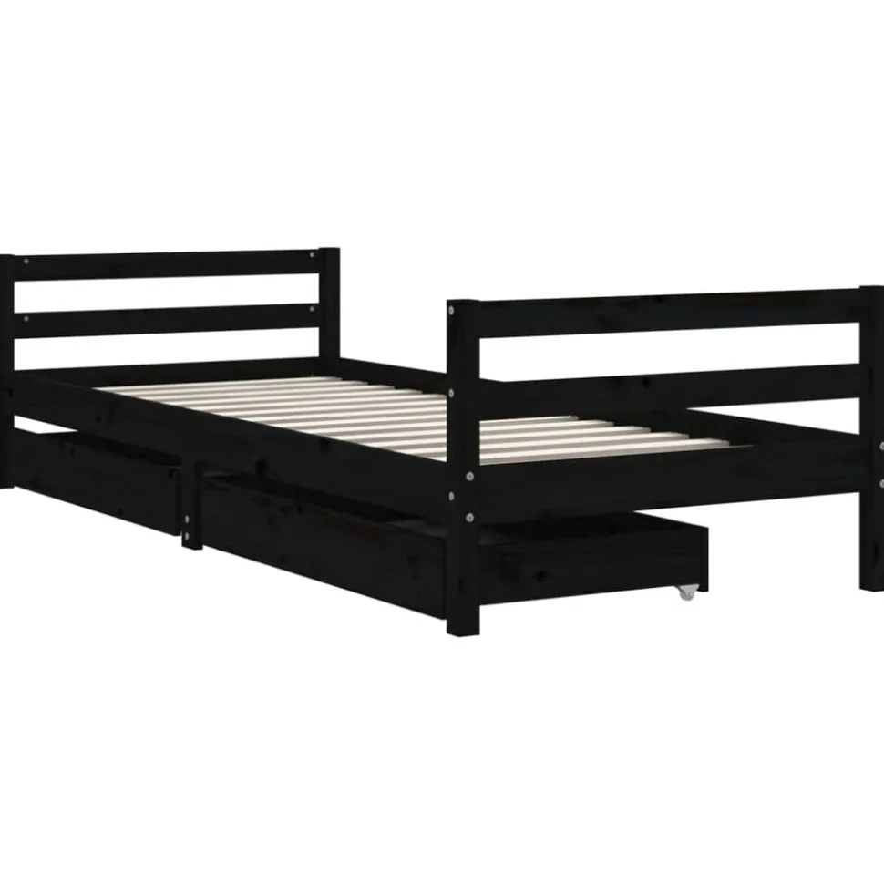 vidaXL Kinderbedframe met lades 80x200 cm massief grenenhout zwart