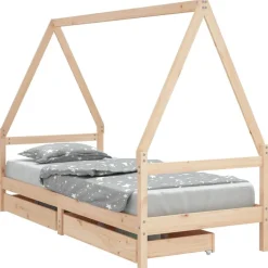 vidaXL Kinderbedframe met lades 80x200 cm massief grenenhout