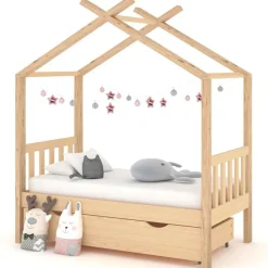 vidaXL Kinderbedframe met lade massief grenenhout 70x140 cm