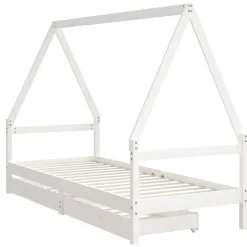 vidaXL Kinderbedframe met lades 80x200 cm massief grenenhout wit