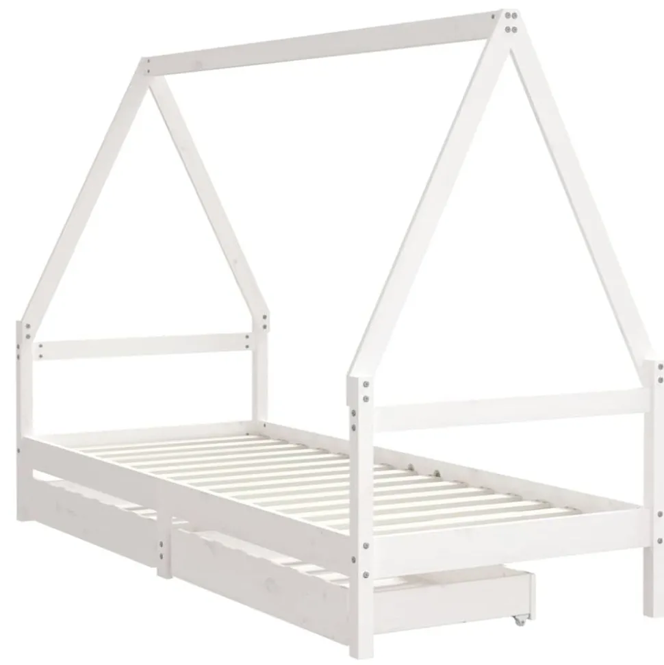vidaXL Kinderbedframe met lades 80x200 cm massief grenenhout wit