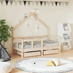 vidaXL Kinderbedframe met lades 70x140 cm massief grenenhout