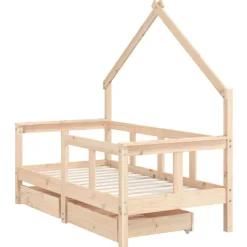 vidaXL Kinderbedframe met lades 70x140 cm massief grenenhout