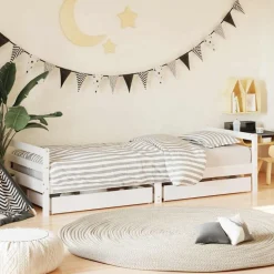 vidaXL Kinderbedframe met lades 80x200 cm massief grenenhout wit