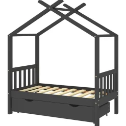 vidaXL Kinderbedframe met lade grenenhout donkergrijs 70x140 cm