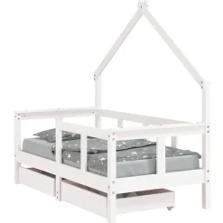 vidaXL Kinderbedframe met lades 70x140 cm massief grenenhout wit