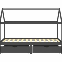 vidaXL Kinderbedframe met lades grenenhout donkergrijs 90x200 cm