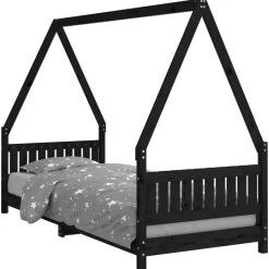 vidaXL Kinderbedframe 80x200 cm massief grenenhout zwart