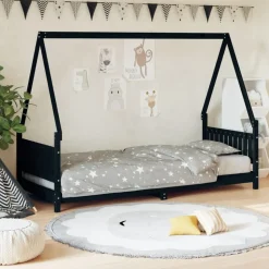 vidaXL Kinderbedframe 80x200 cm massief grenenhout zwart
