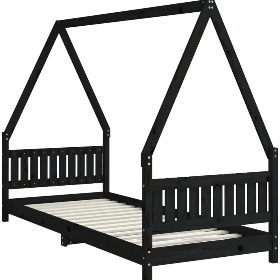 vidaXL Kinderbedframe 80x200 cm massief grenenhout zwart