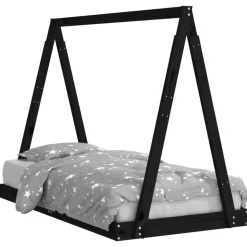 vidaXL Kinderbedframe 80x160 cm massief grenenhout zwart
