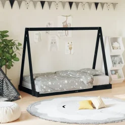 vidaXL Kinderbedframe 80x160 cm massief grenenhout zwart