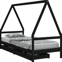 vidaXL Kinderbedframe 80x200 cm massief grenenhout zwart