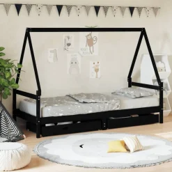 vidaXL Kinderbedframe 80x200 cm massief grenenhout zwart