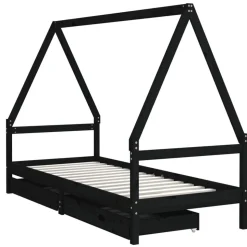 vidaXL Kinderbedframe 80x200 cm massief grenenhout zwart