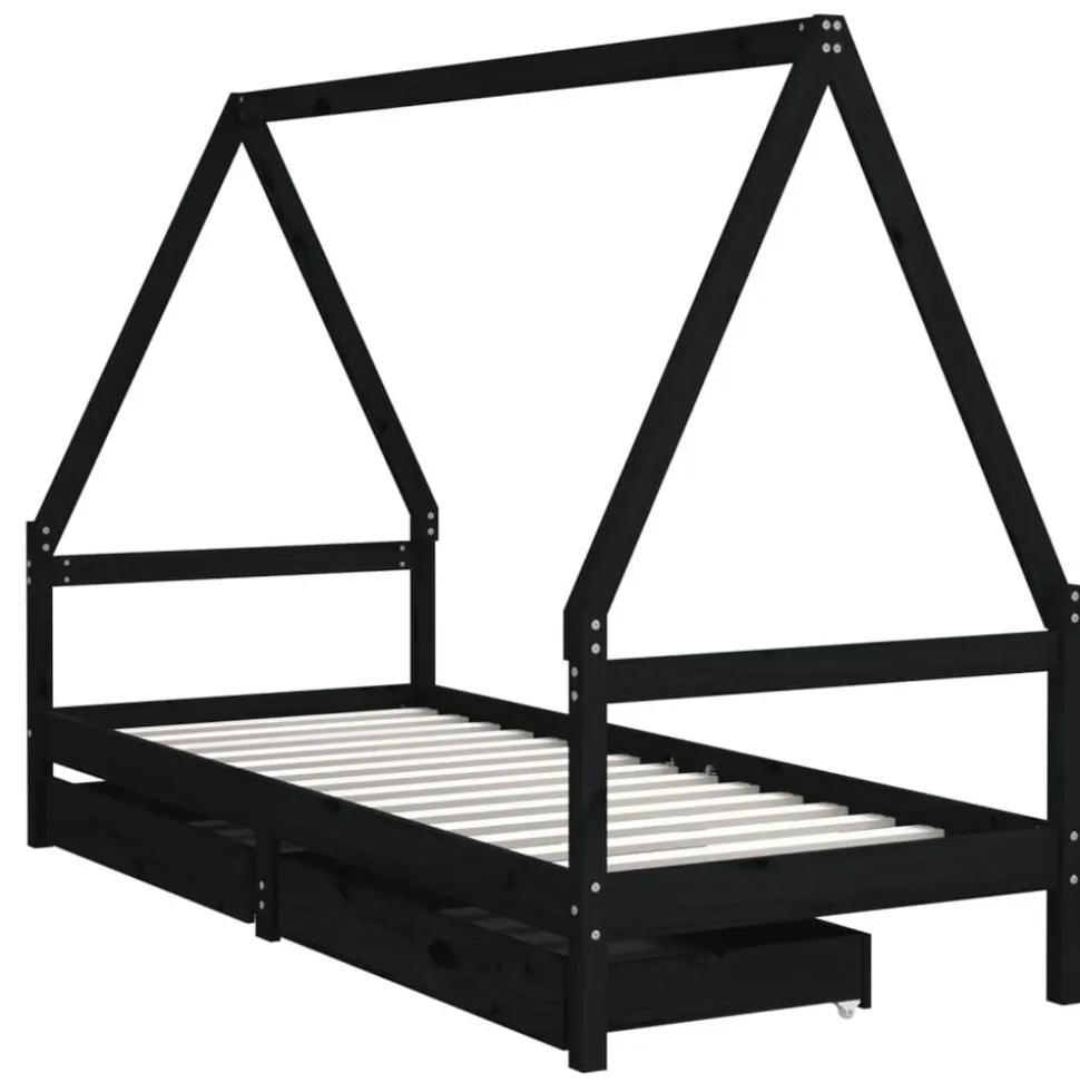 vidaXL Kinderbedframe 80x200 cm massief grenenhout zwart