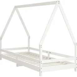 vidaXL Kinderbedframe 80x200 cm massief grenenhout wit