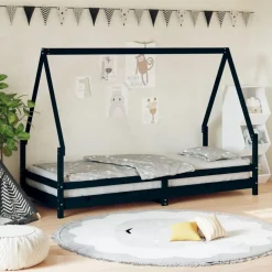 vidaXL Kinderbedframe 80x200 cm massief grenenhout zwart