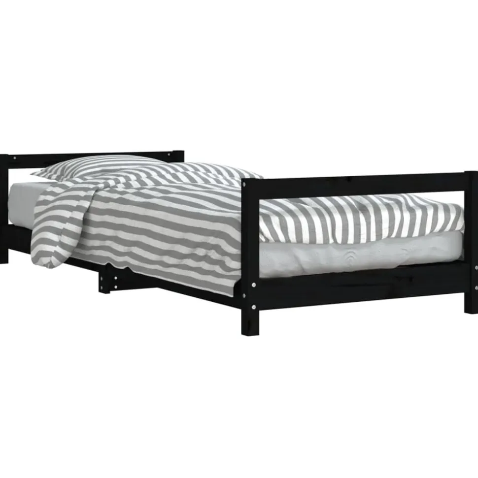 vidaXL Kinderbedframe 90x200 cm massief grenenhout zwart