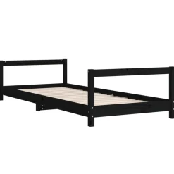 vidaXL Kinderbedframe 90x200 cm massief grenenhout zwart