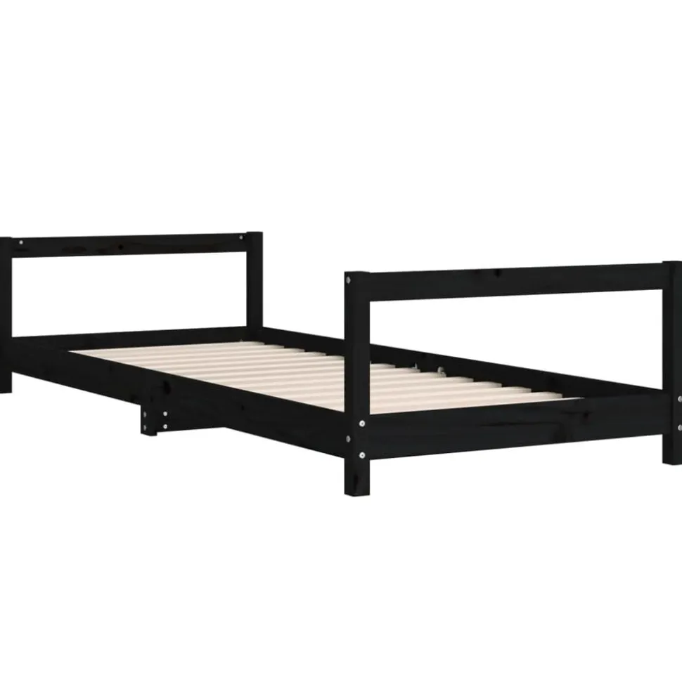 vidaXL Kinderbedframe 90x200 cm massief grenenhout zwart
