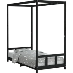 vidaXL Kinderbedframe 90x190 cm massief grenenhout zwart
