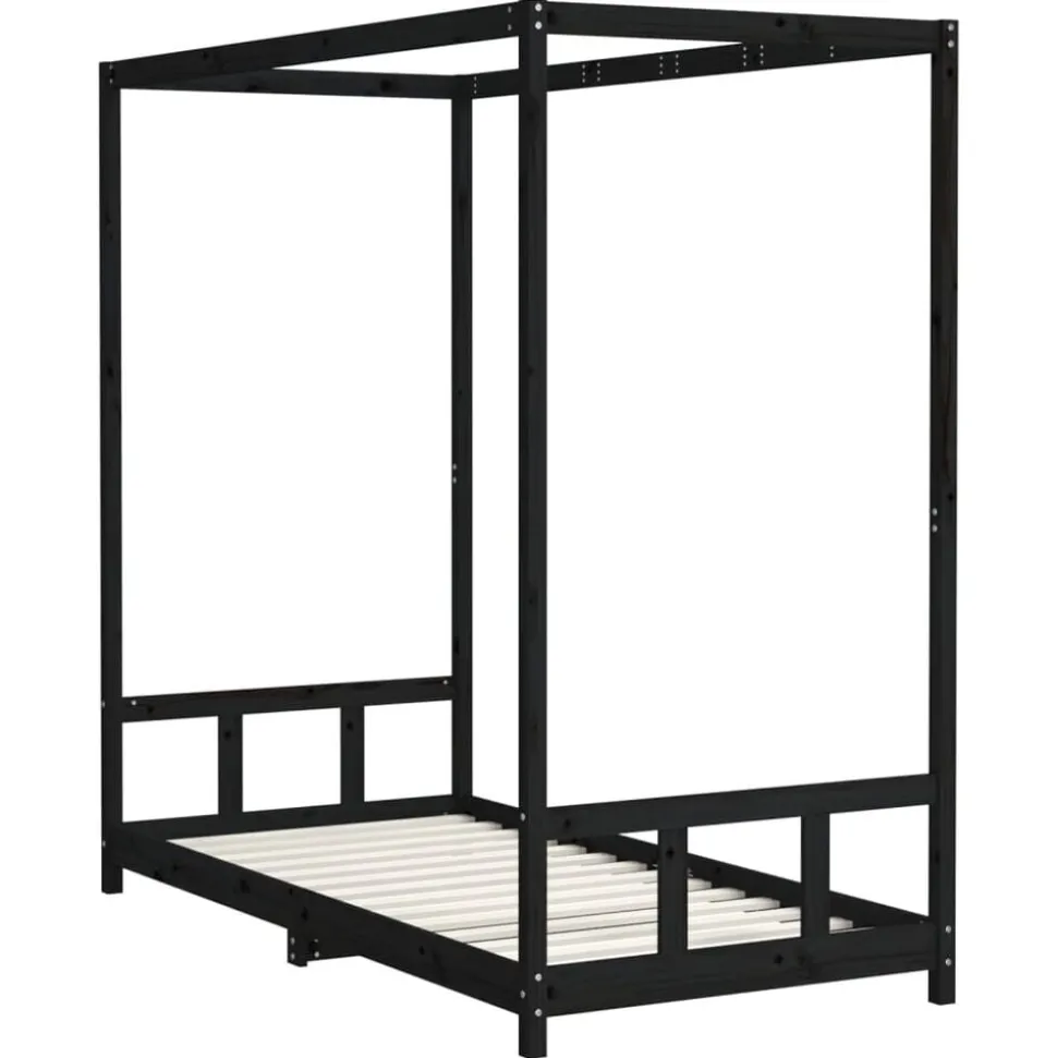 vidaXL Kinderbedframe 90x190 cm massief grenenhout zwart