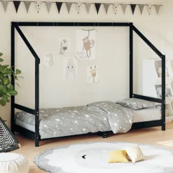 vidaXL Kinderbedframe 80x200 cm massief grenenhout zwart