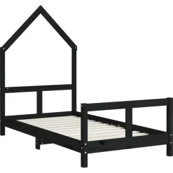 vidaXL Kinderbedframe 80x160 cm massief grenenhout zwart