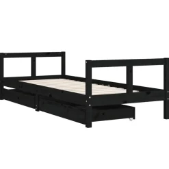 vidaXL Kinderbedframe 80x200 cm massief grenenhout zwart