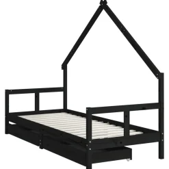 vidaXL Kinderbedframe 80x200 cm massief grenenhout zwart
