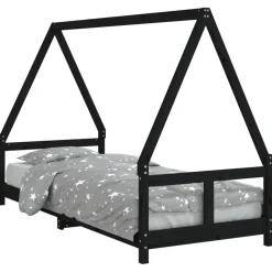 vidaXL Kinderbedframe 80x200 cm massief grenenhout zwart