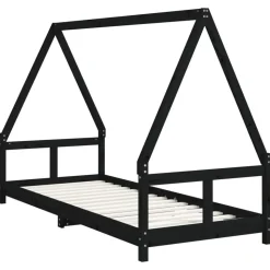 vidaXL Kinderbedframe 80x200 cm massief grenenhout zwart