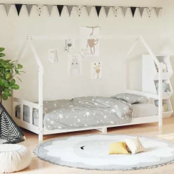 vidaXL Kinderbedframe 90x200 cm massief grenenhout wit