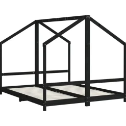 vidaXL Kinderbedframe 2x(80x200) cm massief grenenhout zwart