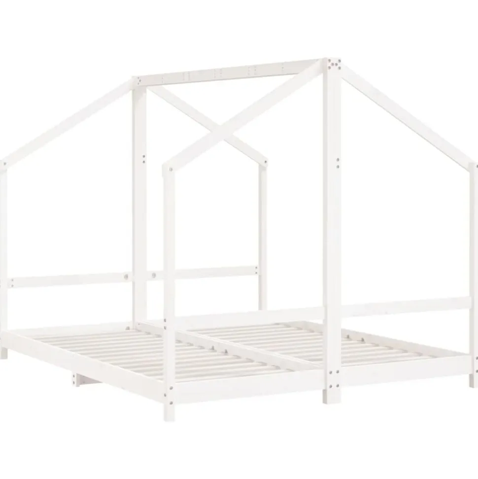 vidaXL Kinderbedframe 2x(80x200) cm massief grenenhout wit