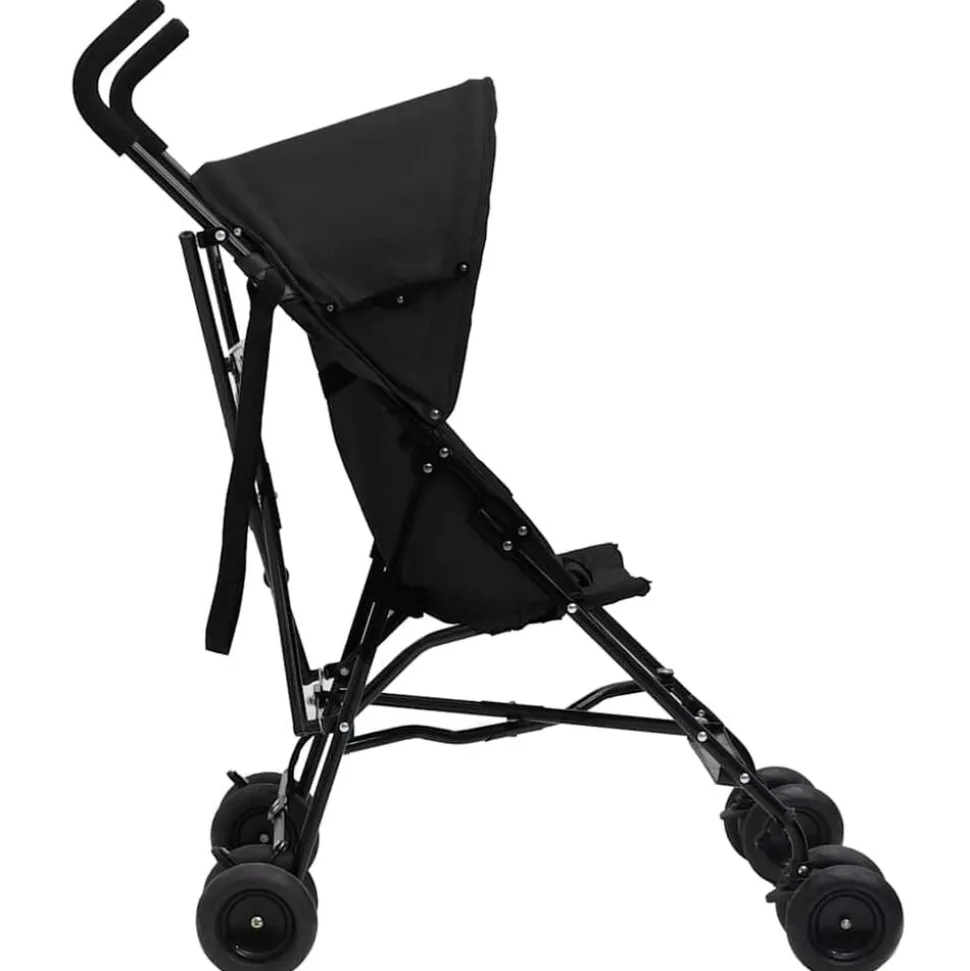 vidaXL Kinderbuggy staal antracietkleurig en zwart
