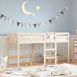 vidaXL Kinderhoogslaper met ladder 90x190 cm massief grenenhout