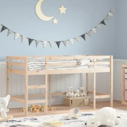 vidaXL Kinderhoogslaper met ladder 80x200 cm massief grenenhout