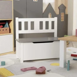 vidaXL Kinderopbergbankje 60x30x55 cm MDF wit en grijs