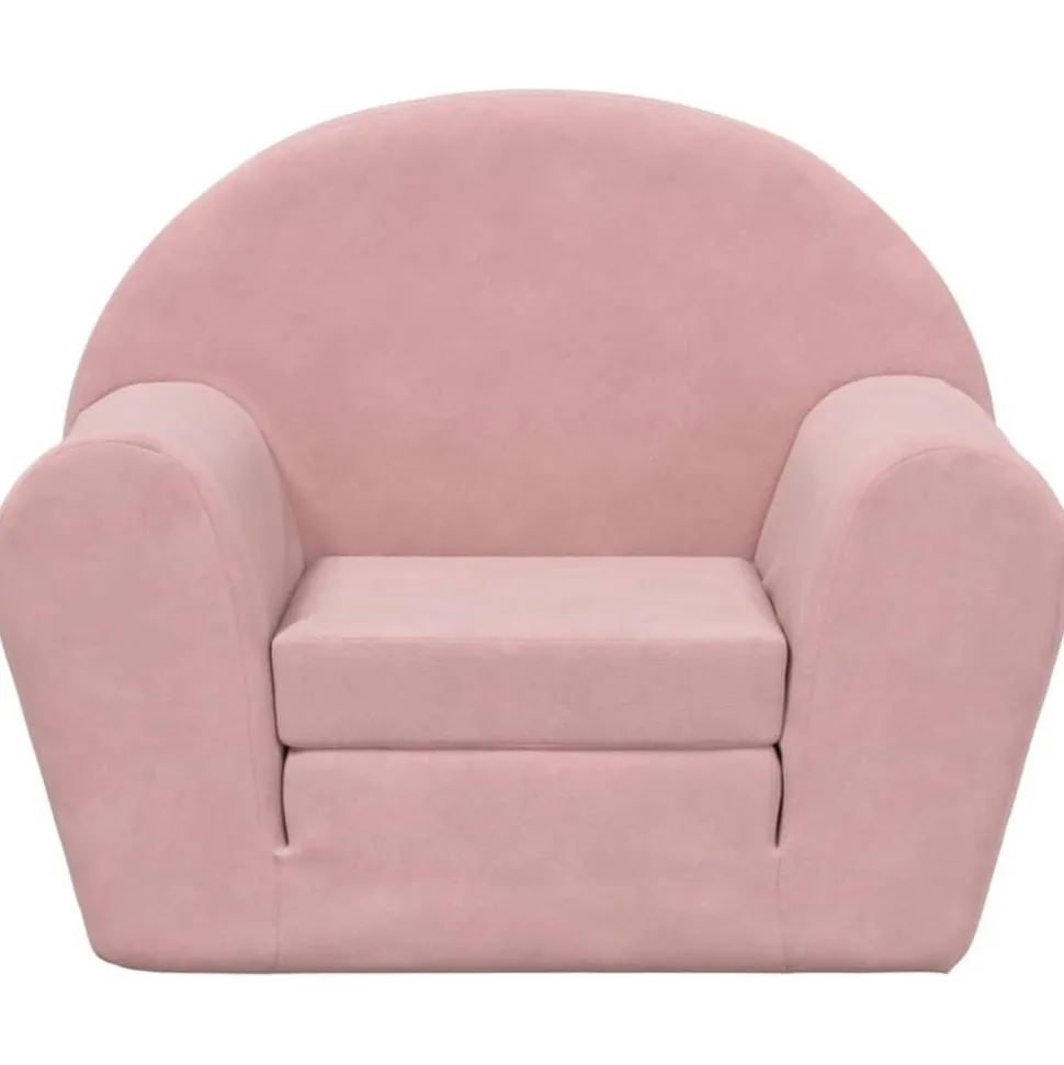 vidaXL Kinderslaapbank zacht pluche roze