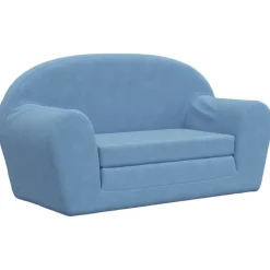 vidaXL Kinderslaapbank 2-zits zacht pluche blauw