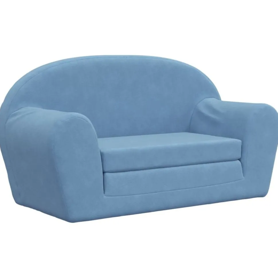 vidaXL Kinderslaapbank 2-zits zacht pluche blauw