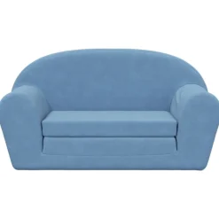 vidaXL Kinderslaapbank 2-zits zacht pluche blauw