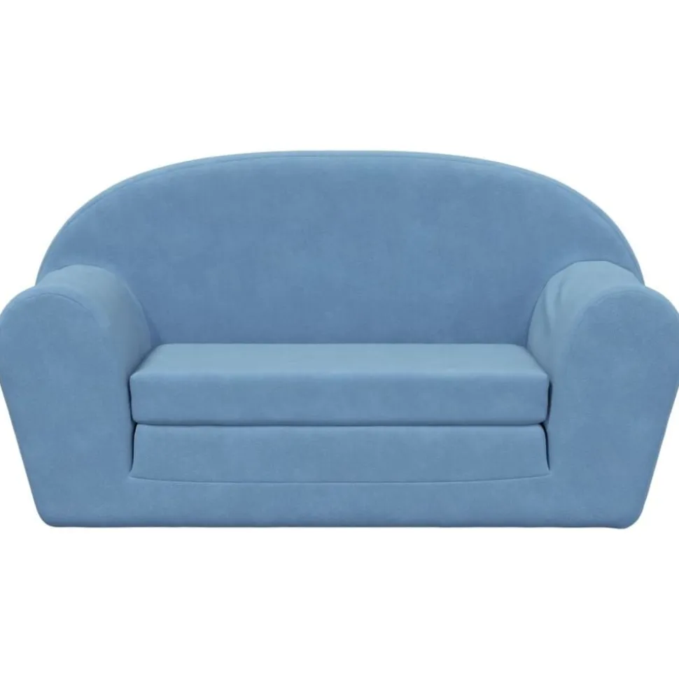 vidaXL Kinderslaapbank 2-zits zacht pluche blauw