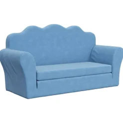 vidaXL Kinderslaapbank 2-zits zacht pluche blauw